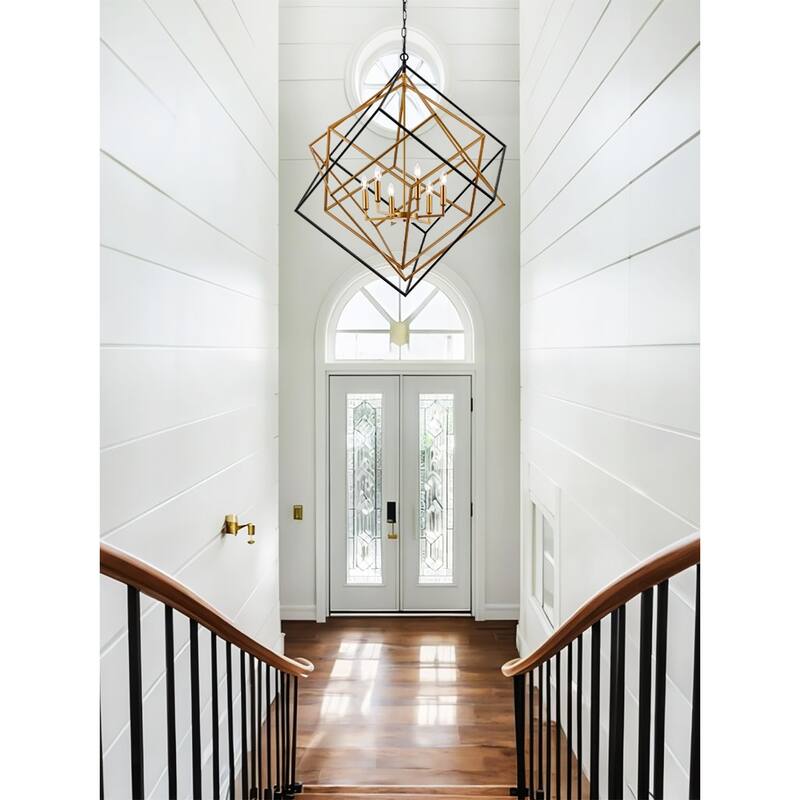 6 Light interlocked Geometric Cube Chandelier Double Touch Finish