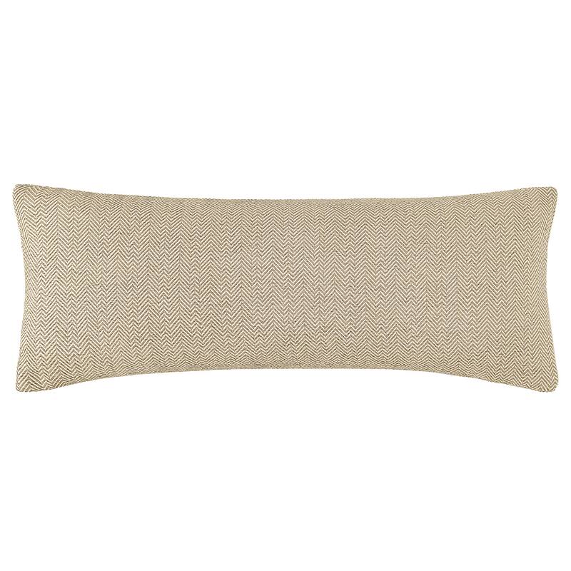 HiEnd Accents Chenille Herringbone Leather Strap Buckle Detailed 14x36 inch Accent Lumbar Pillow