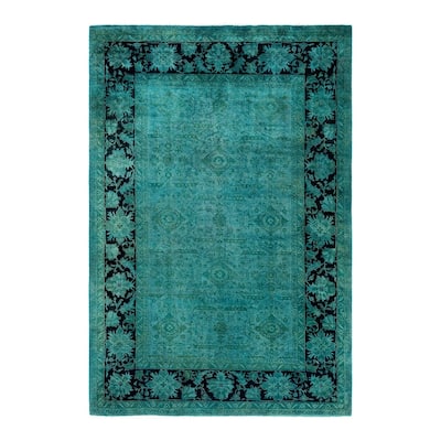 Overdyed, One-of-a-Kind Hand-Knotted Area Rug - Blue - 6' 1" x 9' 1"