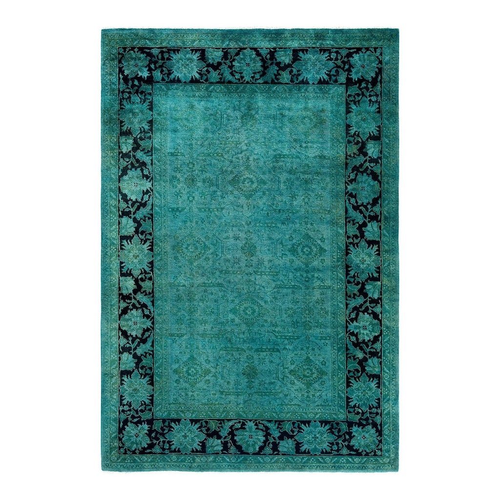 Overdyed, One-of-a-Kind Hand-Knotted Area Rug - Blue - 6' 1" x 9' 1"
