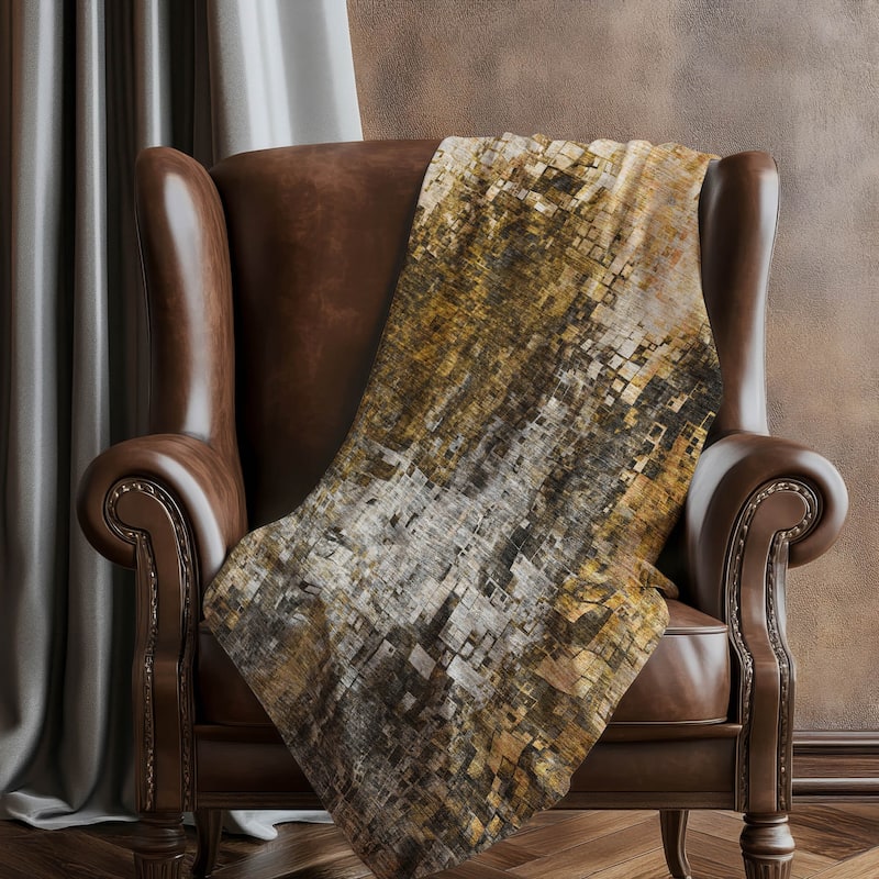Premium Machine Washable Modern Mosaic Sherpa Throw Blanket