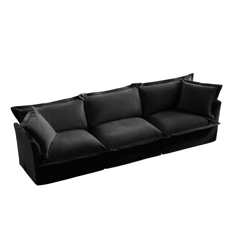 Modern 3 Seater Upholstered Sofa with 2 Pillows