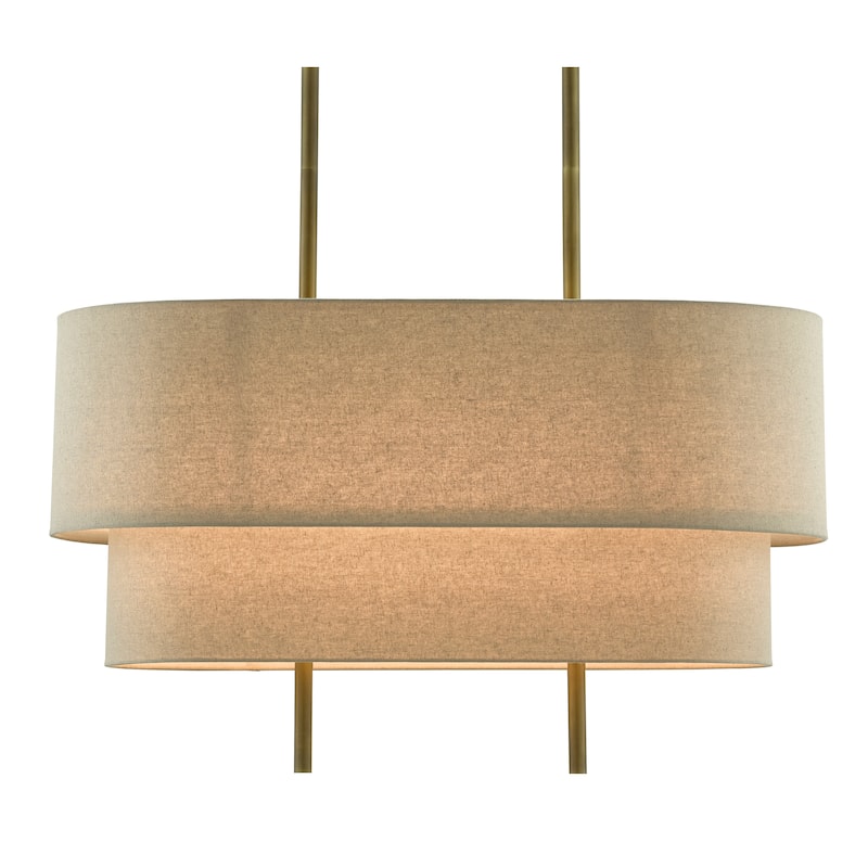 Currey & Company Combermere Rectangular Chandelier - 33"h x 42"w x 19"d - 33"h x 42"w x 19"d - Antique Brass/Linen