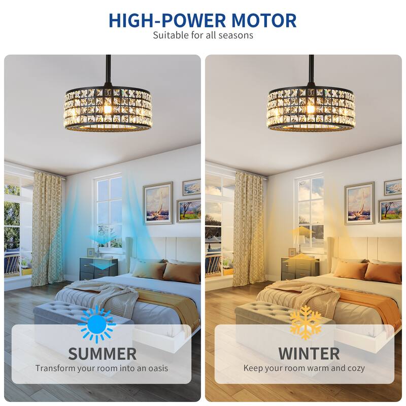 Moasis 18" Crystal Caged Ceiling Fans 8 Leaf Fan