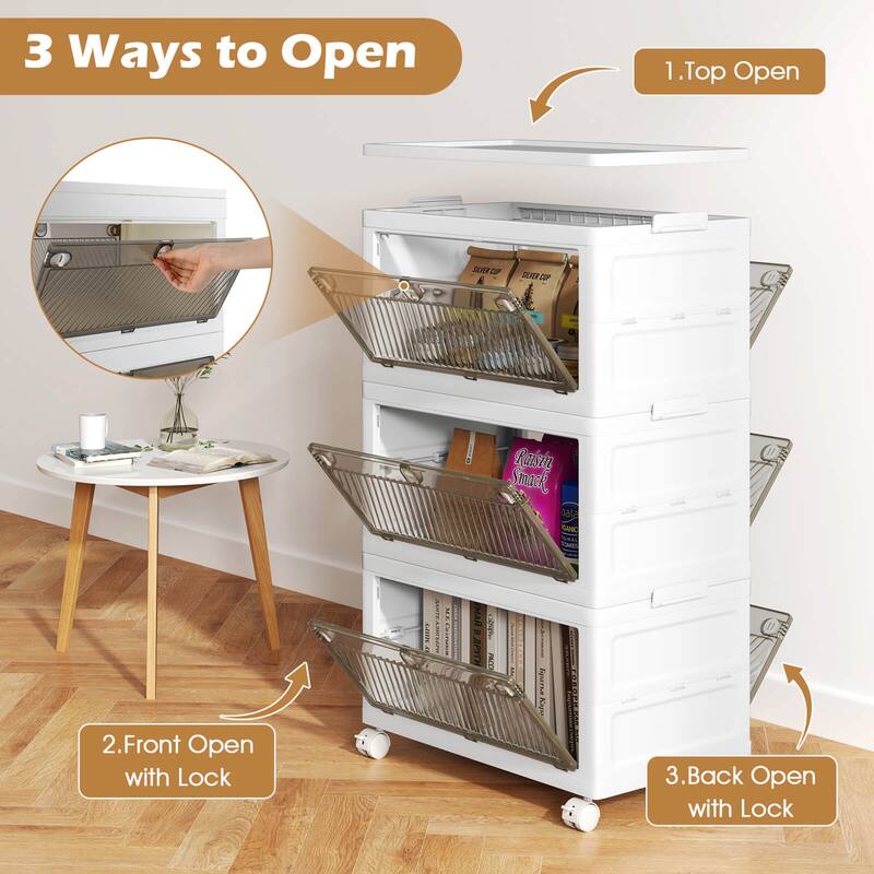 Costway 3/4-Tier Stackable Storage Bins 33-gal Collapsible Storage