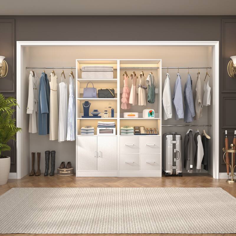 Rackcog Set of 2 Closet Organizer with 2 Doors, Closet System with Drawers for Walk-in Closet