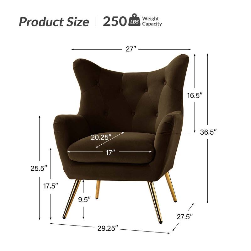 Eusebio Modern Velvet Accent Chair with Tufted Wingback for Living Room Set of 2 by HULALA HOME