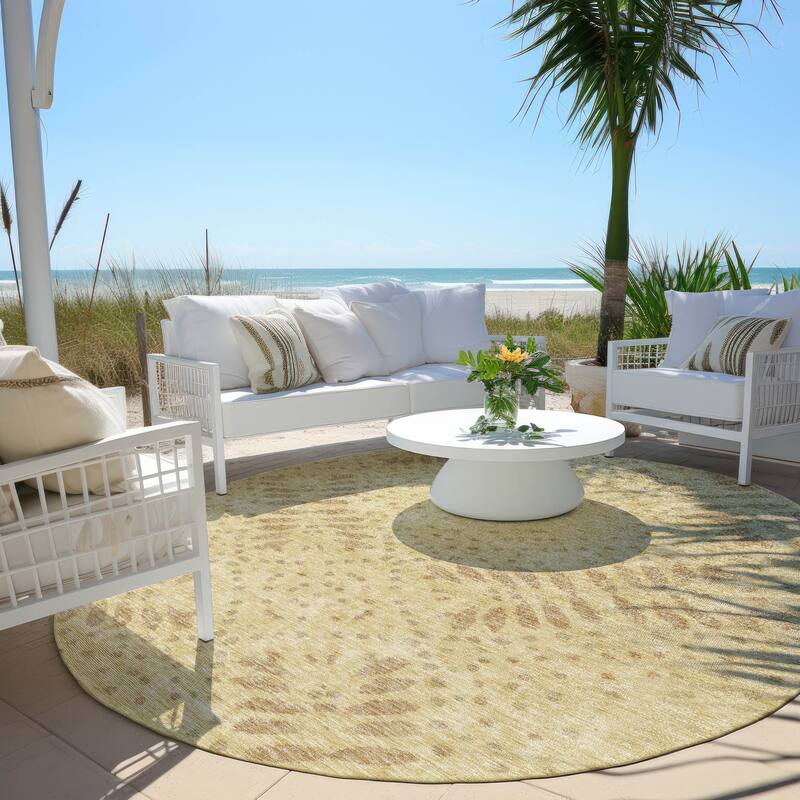 Machine Washable Indoor/ Outdoor Chantille Global Boho Rug - Gold - 8' x 8'