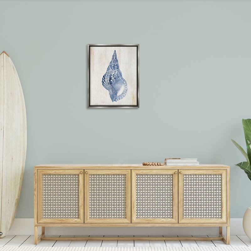 Stupell Tranquil Blue Shell Framed Floater Canvas Wall Art Design By Susan Arnot