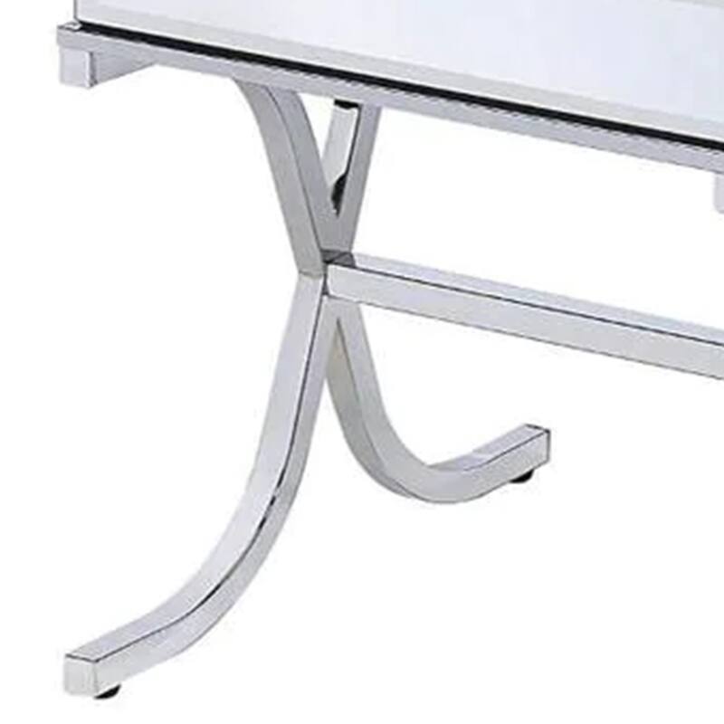 Contemporary Style Metal and Mirror Square End Table, Silver