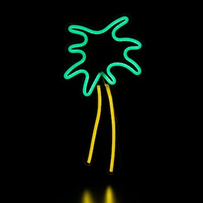 LED Palm Tree Neon Lighted Wall Art - 19" - Green and Yellow