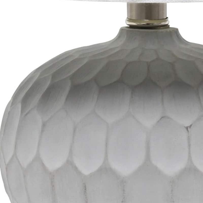 HomeRoots 19" Gray Concrete Geometric Table Lamp With White Drum Shade - 10.00 in. x 19.00 in. x 10.00 in.