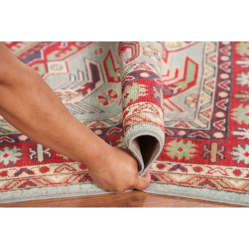 Oriental Blue Kazak Area Rug Hand-Knotted Wool Carpet - 3'8" x 5'8"