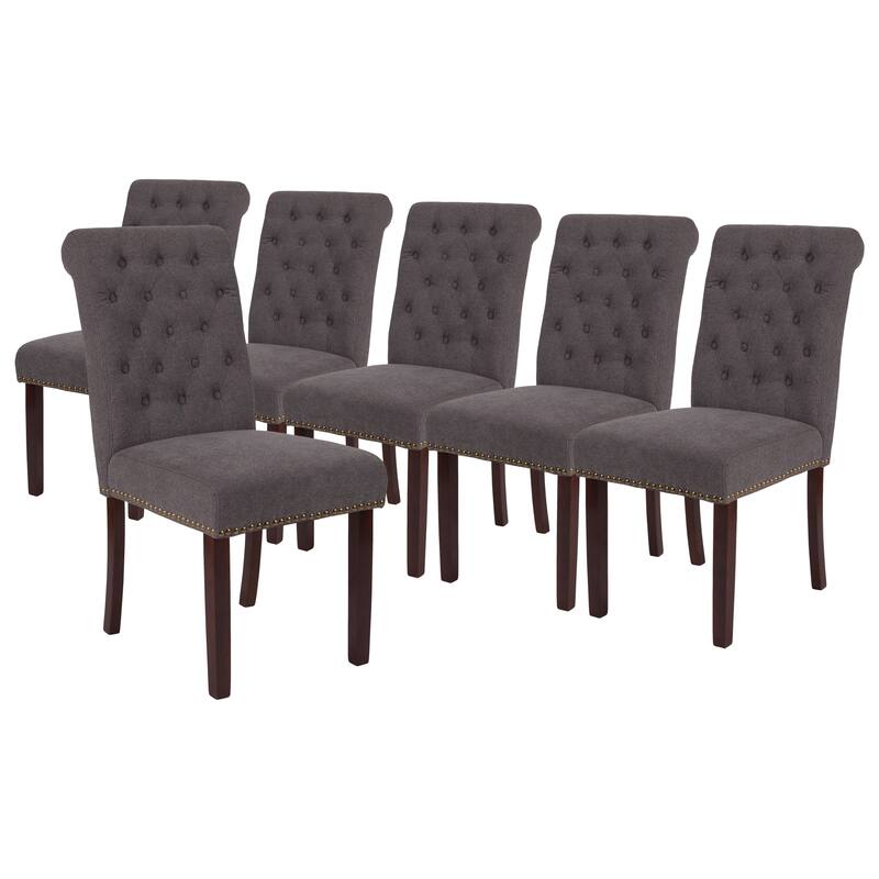 6PK Parsons Chairs-Rolled Back, Accent Nail Trim