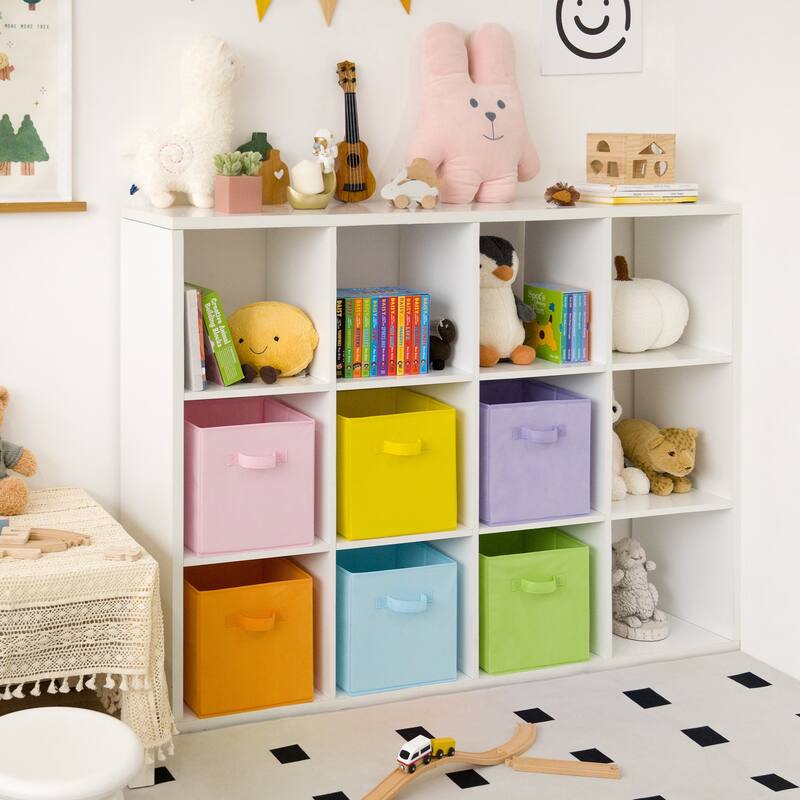 6 Pack Fabric Storage Cube Bins, Collapsible Cube Organizers with Handles
