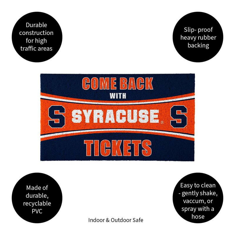 Syracuse University 28 in. x 16 in. PVC "Come Back With Tickets" Trapper Door Mat