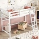 preview thumbnail 1 of 9, Fun Design Pine Loft Bed with inclined Ladder, Guardrails and Under Bed Capacious Space, Twin Size, White