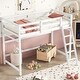 preview thumbnail 3 of 7, Twin Size Pine Wood Loft Bed Frame w/inclined Ladder, Guardrails,White