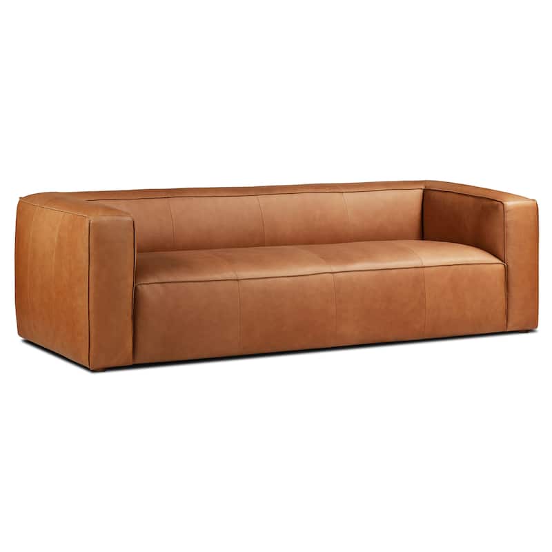 Poly & Bark Piazza 95" Sofa in Saddle Tan - Full Grain Genuine Italian Leather