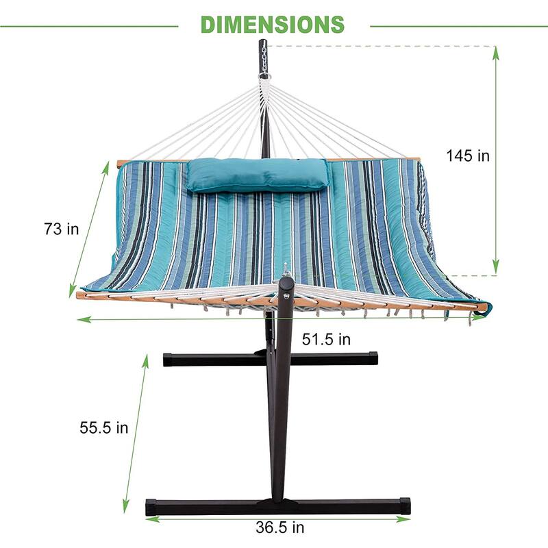 Outdoor Cotton Rope Hammock with 12FT Steel Stand