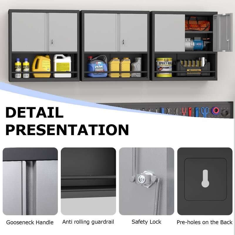 2 Doors Metal Storage Cabinet Kitchen Pantry Cabinet With Adjustable Shelves Tall Steel Cabinet Locker