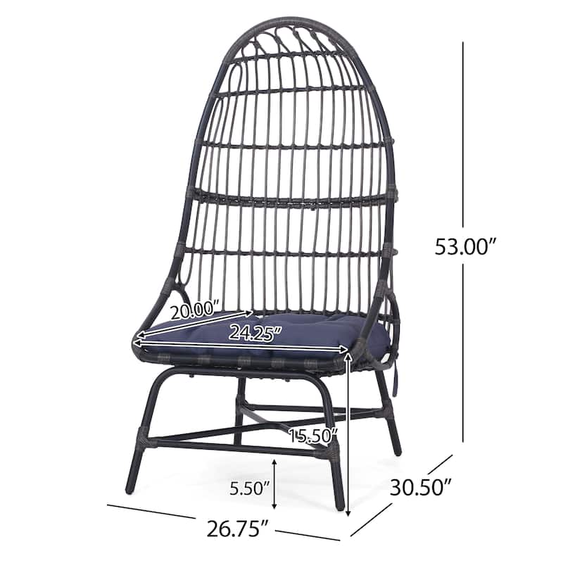 Naclerio Wicker Outdoor Basket Chair with Cushion by Christopher Knight Home
