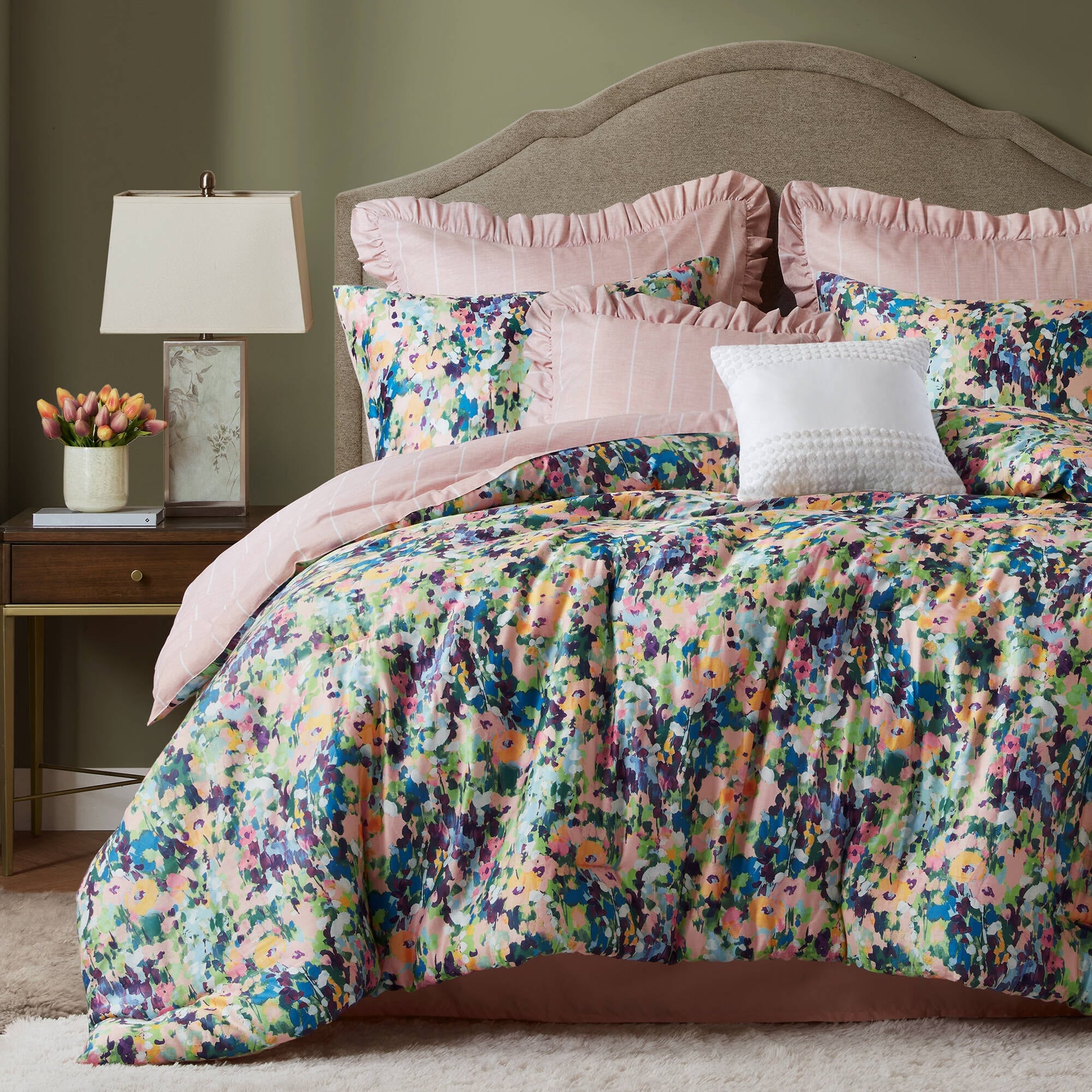 8-Piece California King Comforter Set Multi Floral Cotton
