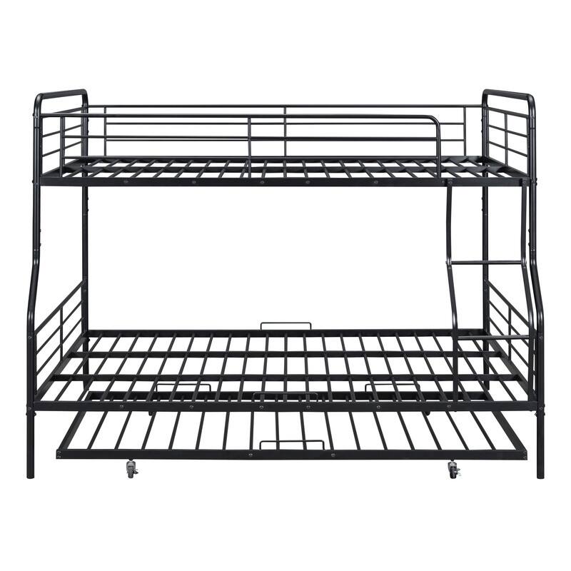 Full XL Over Queen Metal Bunk Bed with Twin Size Trundle