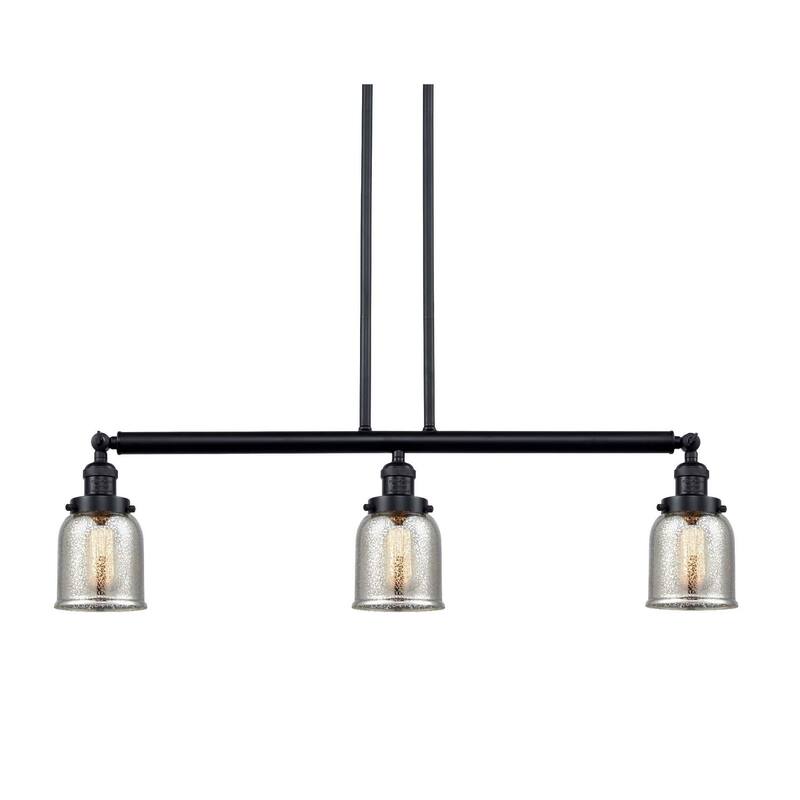 Innovations Lighting Small Bell 3 Light 38" Wide Linear Chandelier - Oil Rubbed Bronze / Silver Plated Mercury