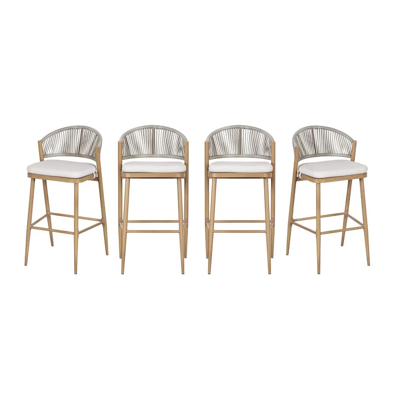 Christopher Knight Home - Beverly Outdoor Barstools with Scallop Backrest(Set of 4) - Aluminum