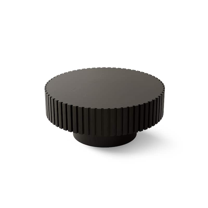 31.5" Round Coffee Table for Living Room, Modern Wood Coffee Table with Sturdy Pedestal, Circle Center Table Accent Tea Table