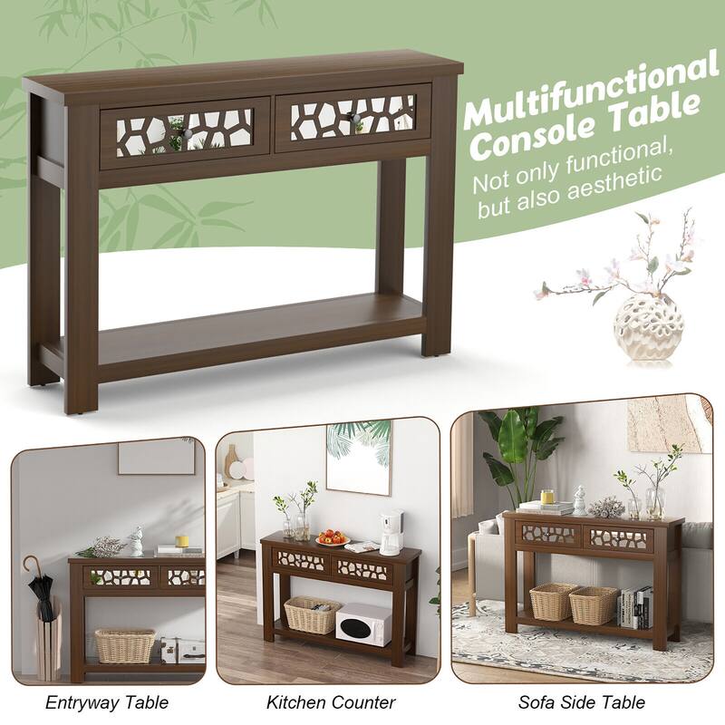 Gymax 2-tier Console Entryway Table w/ Drawers for Living Room