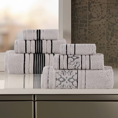 Superior Sadie Zero Twist Cotton Solid and Floral 6 Piece Towel Set