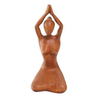Novica Handmade Meditative Asana Wood Statuette