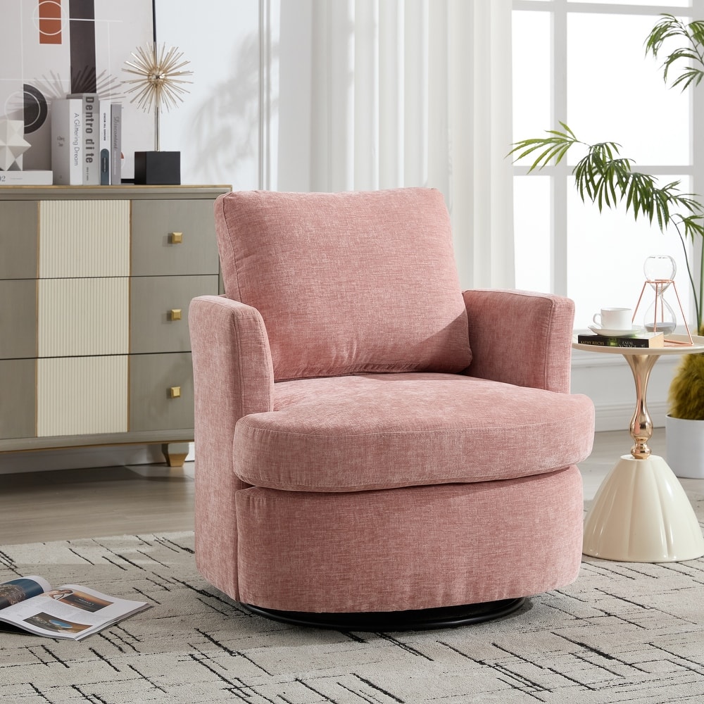 GDFStudio - Evarist Chenille 360-Degree Swivel Accent Chair with Cushion Back