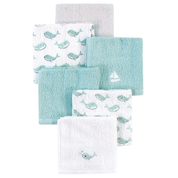 slide 1 of 1, Luvable Friends Baby Unisex Super Soft Cotton Washcloths, Blue Whale, One Size - Blue Whale - One Size One Size - Blue Whale