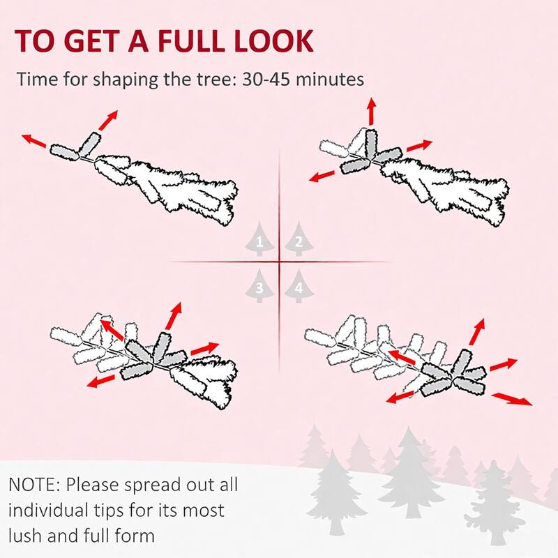 Tall Unlit Pencil Fir Artificial Tree - Realistic Branches, Steel Base - Pink,White