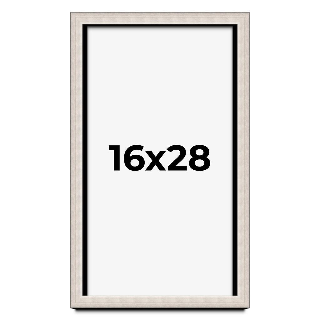 16x28 Shadow Box Frame Silver Real Wood Contemporary Shadowbox Display Frame UV Acrylic Front Acid Free Backing and Hardware