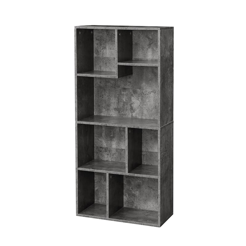 VECELO Modern Irregular Shape Tall Bookshelf Multi-Purpose Waterproof Vertical Horizontal Storage for Bedroom Living Room