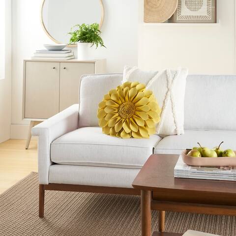 Mina Victory Sofia Suedette Freeform Flower Modern Throw Pillow, ( 14" X 14" )