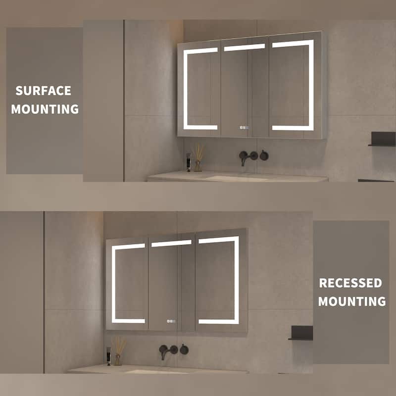48" Aluminum Surface Mount Medicine Cabinet with Mirrors and Shelves - 48" X 30"