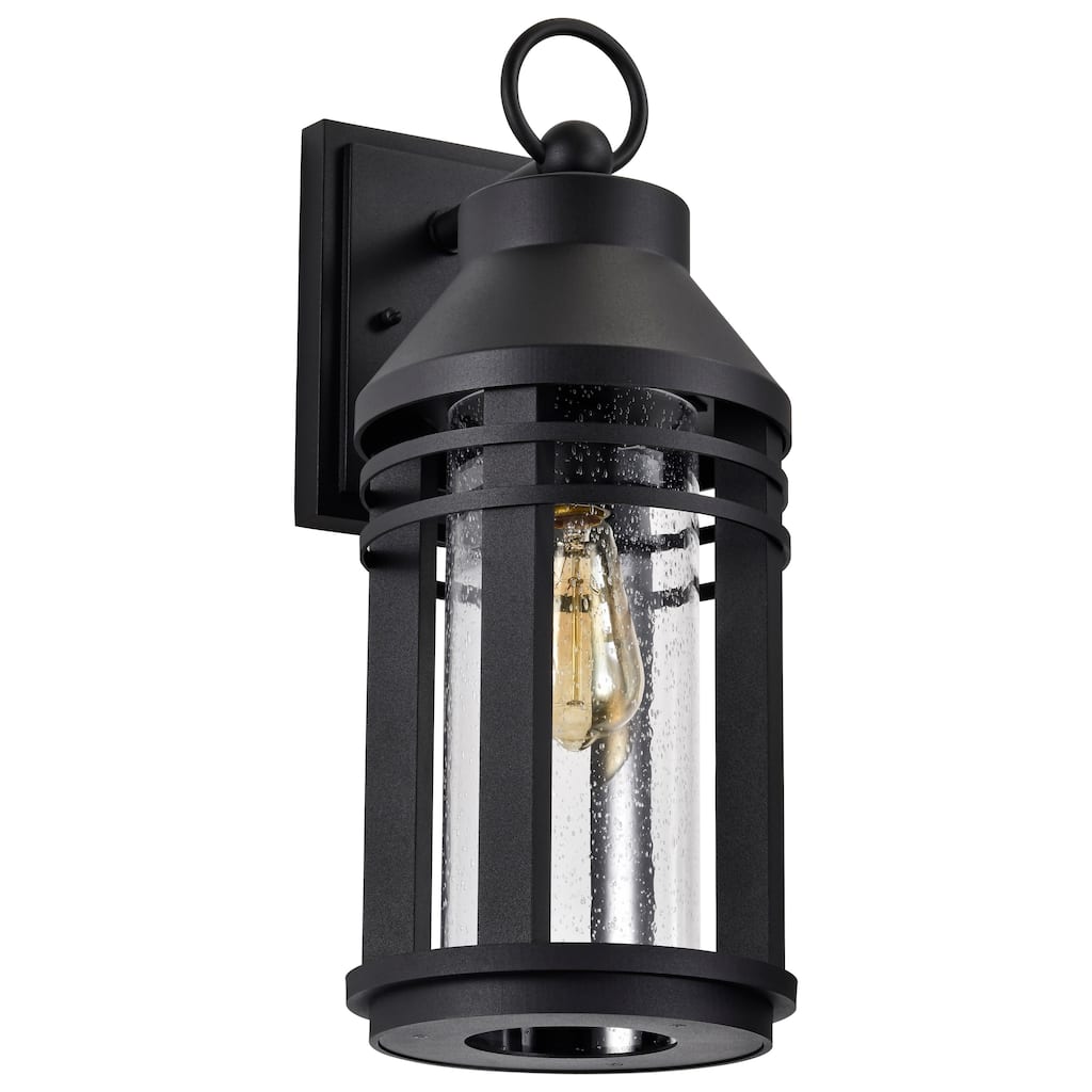 Wilton 1 Light Large Wall Lantern Matte Black with Clear Seeded Glass