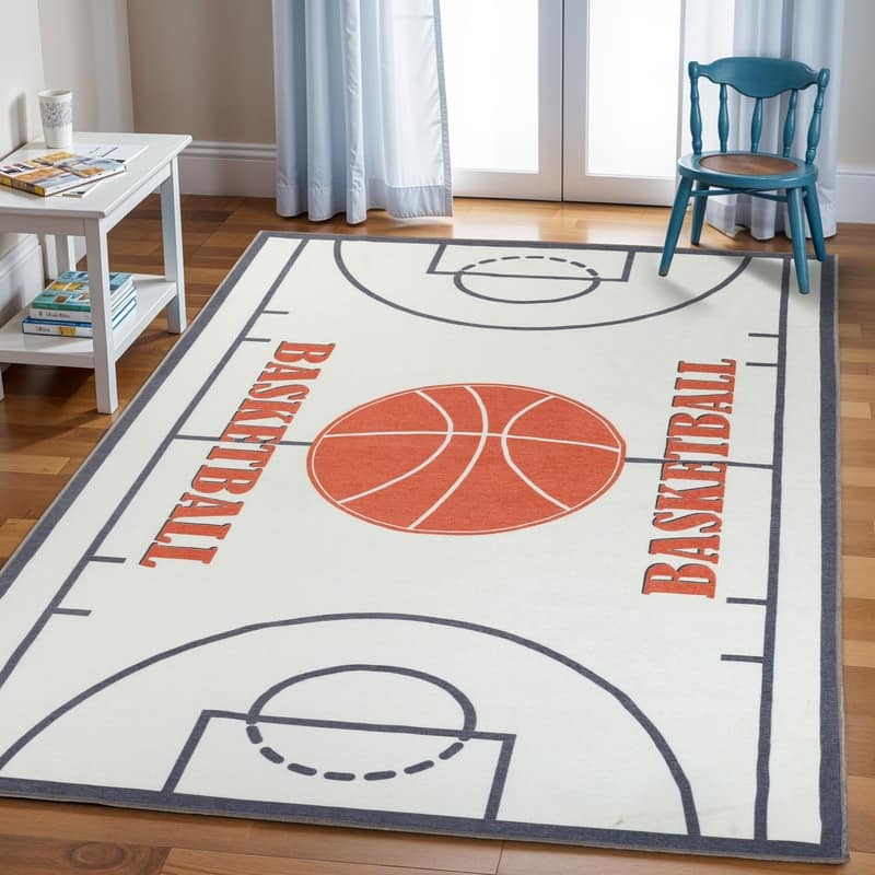 Superior Basketball Kids Washable Indoor Area Rug - 4'x 6'