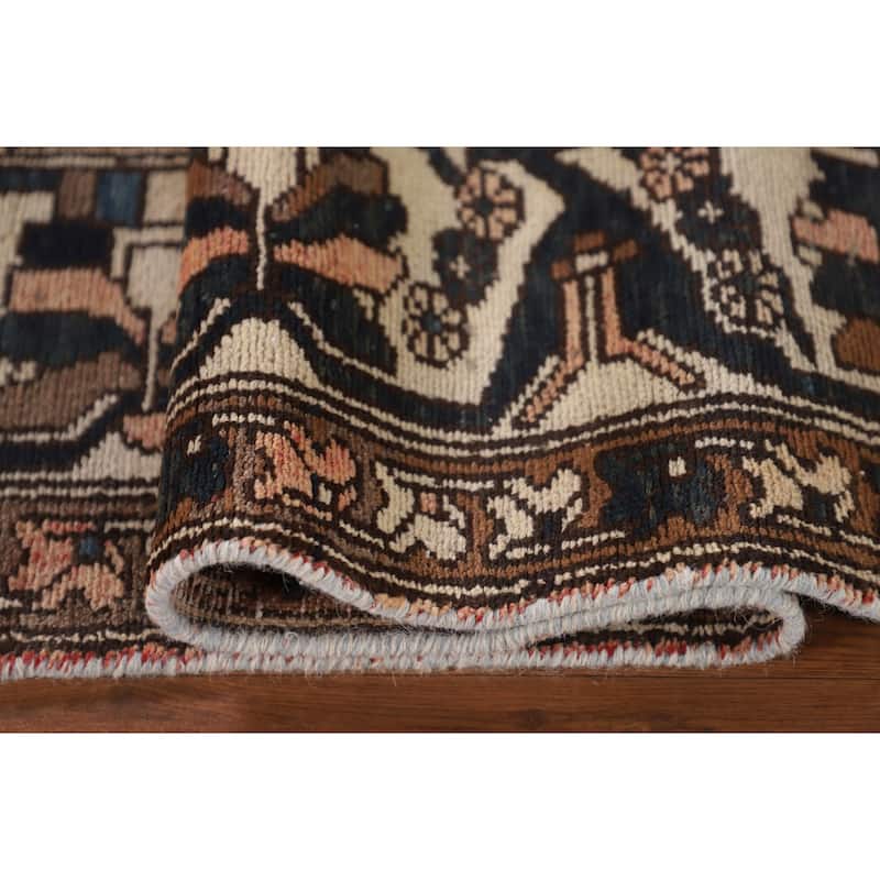Garden Design Brown Bakhtiari Persian Vintage Rug Handmade Wool Carpet - 6'7"x 9'7"