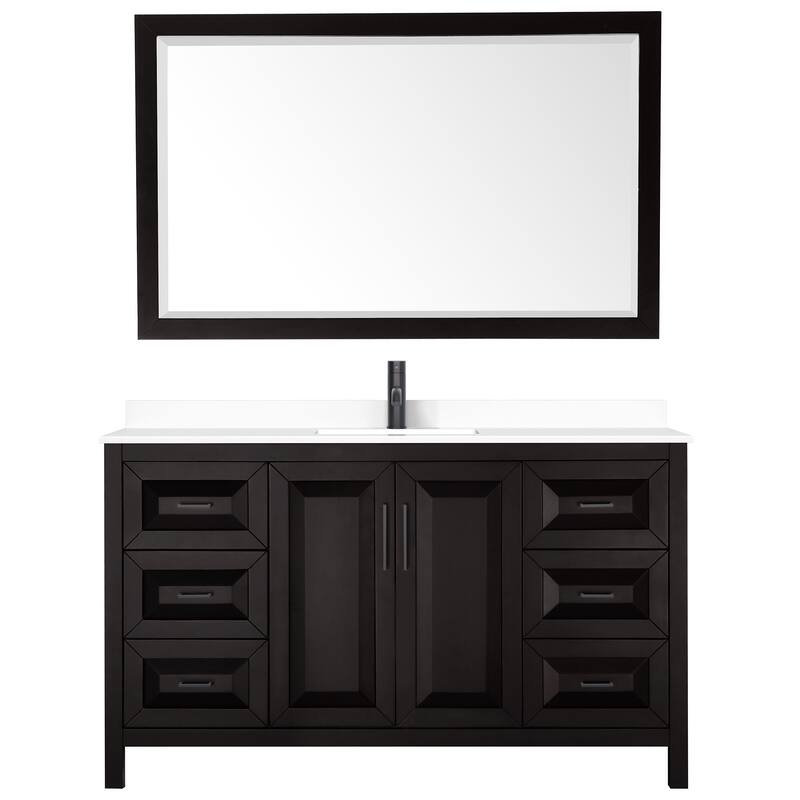Daria 60 Inch Single Vanity, Cultured Marble Top, 58 Inch Mirror