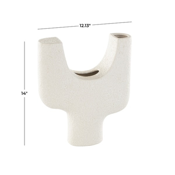 Ceramic Abstract Curved Vase with Dual Openings and Speckled Texturing ...