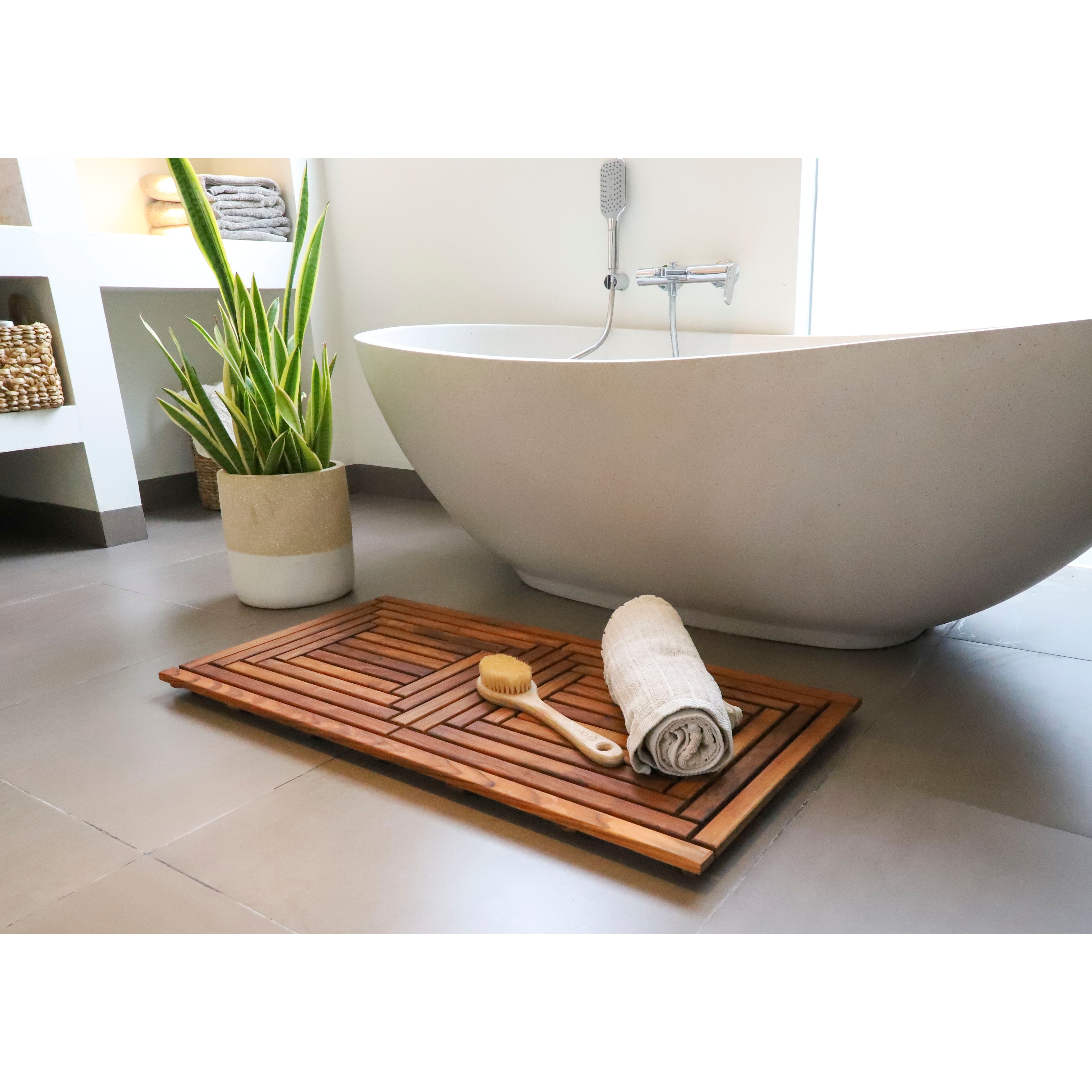 Cambridge Casual Superior Indonesian Estate Bath and Shower Mat, Natural Teak