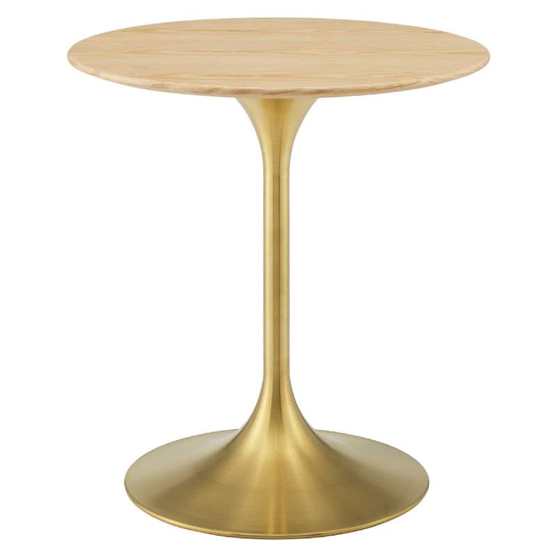 Modway Lippa Round Wood Grain 28" Dining Table, Gold Natural