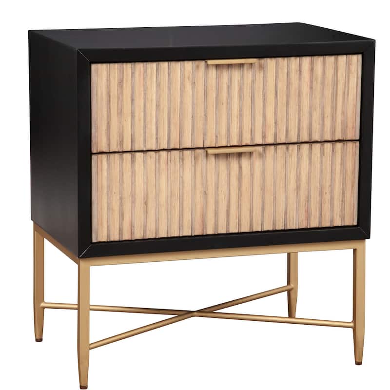 Origins by Alpine Larsen 2 Drawer Wood Nightstand - Black