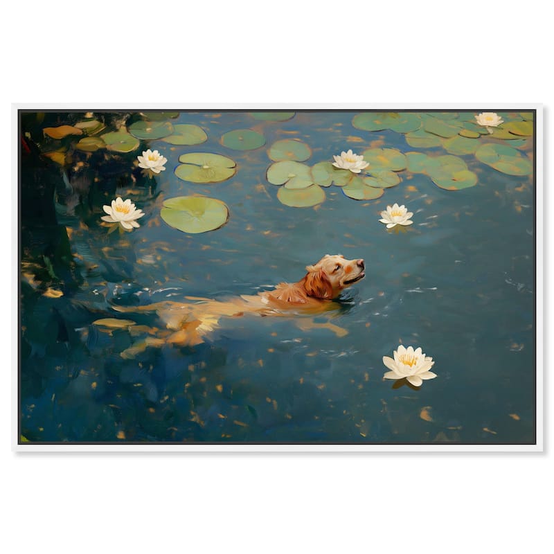 Pond Pup I Canvas by Art Remedy - White - 45" x 30"